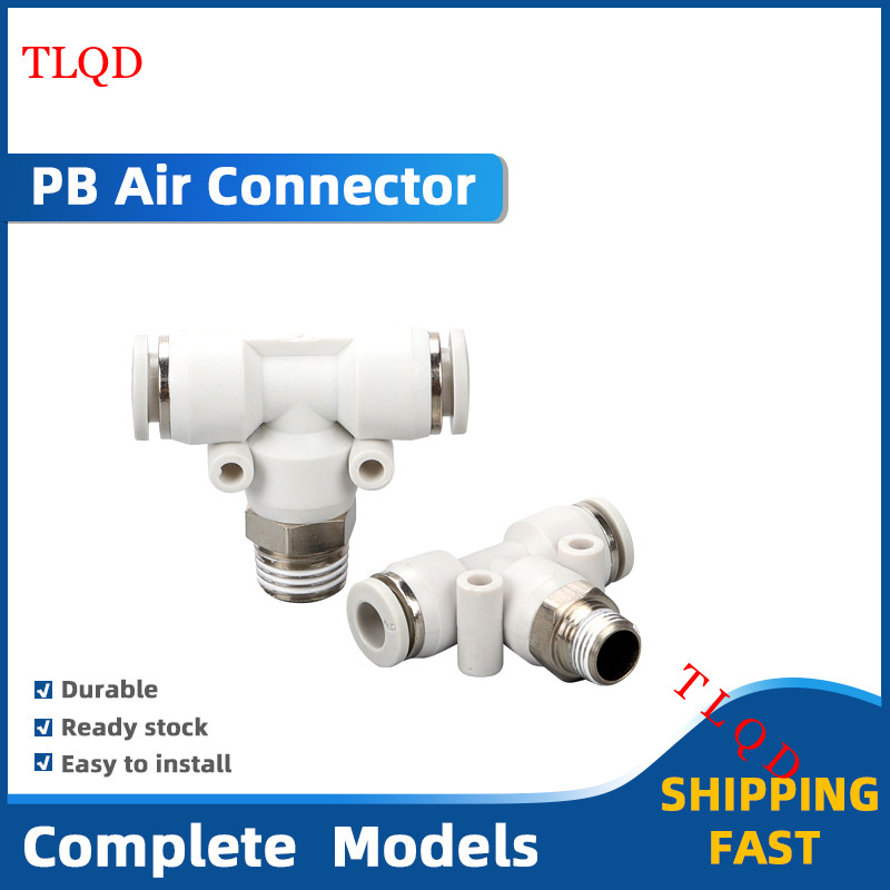 T Style Push In ฟิตติ้ง Pneumatic air Quick Connector PB4-M5/6-01/PB8-02/PB10-03/12-04 Joint