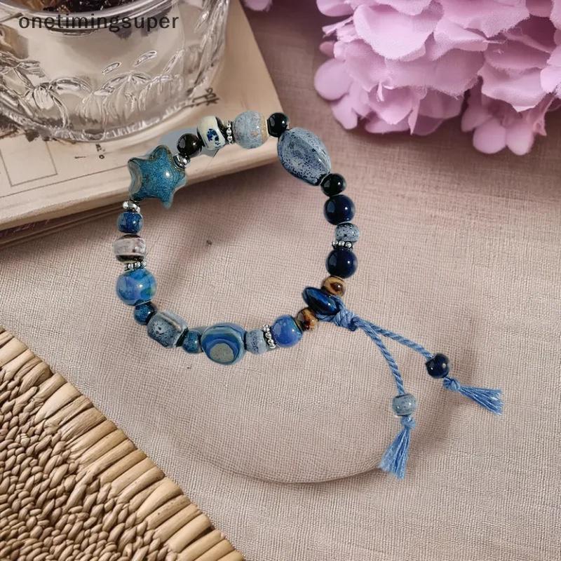 สร้อยข้อมือลูกปัดเซราamic handmade สไตล์ celestial star พร้อมใจเพื่อนสนิท