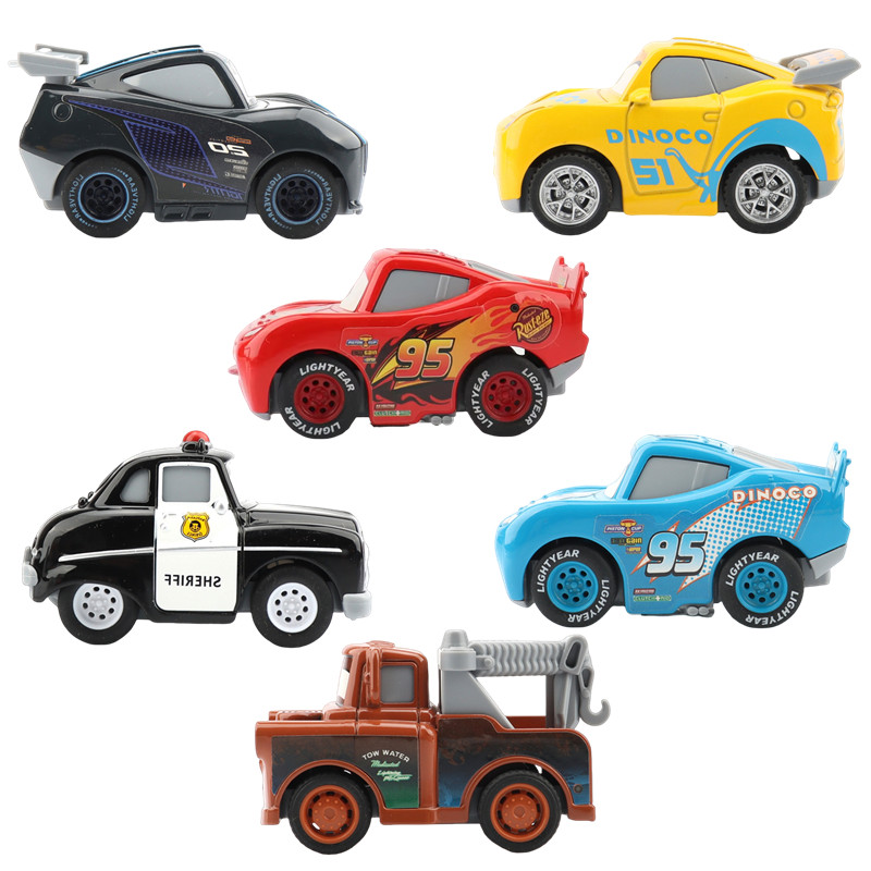 6.5 ซม.Par Cars Mini McQueen Mater Jackson นายอําเภอโลหะดึงกลับรถของเล่นเด็กผู้ชาย
