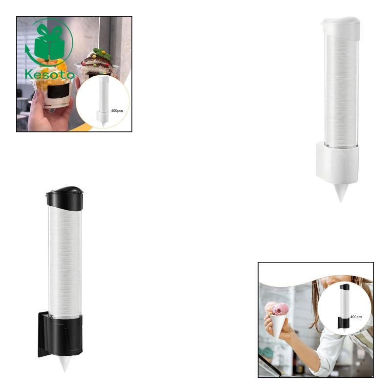 [Ehoyoxa] 400 ชิ้นถ้วยกรวยหิมะถ้วยไอศกรีมติดผนังที่วางแก้วดึงประเภทรั่ววัสดุ PP เครื่องจ่ายเหมาะสําห