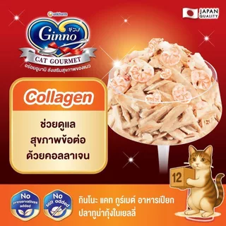 (ยกโหล 12 ซอง) Ginno Premium Wet Cat Food กินโนะ อาหารเปียกแมว ไม่เติมเกลือ เปียกแมว ขนาด 60g