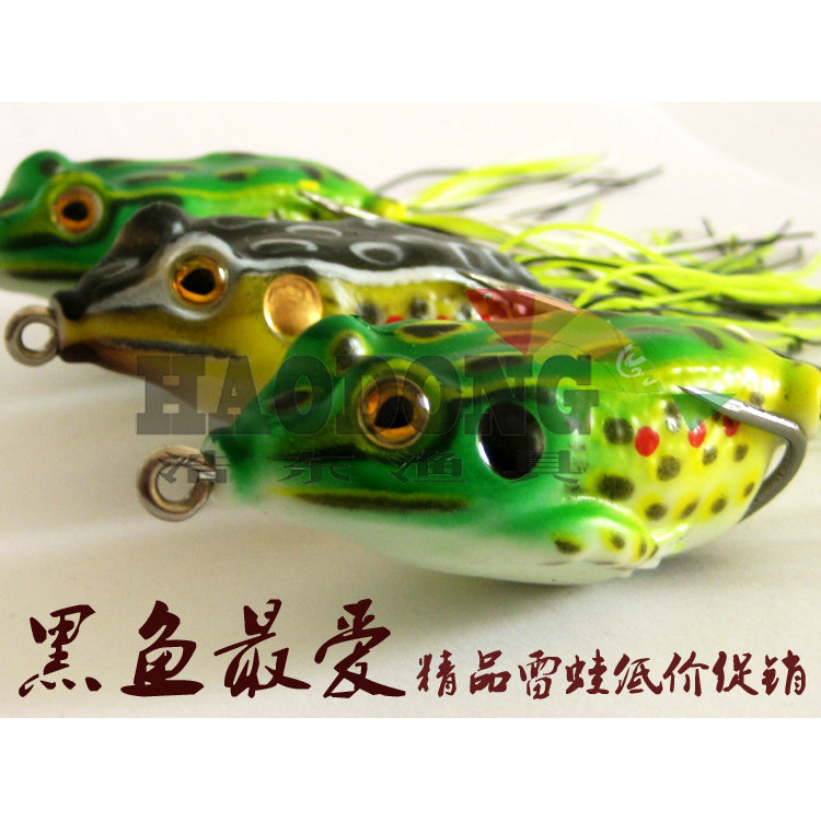 ชุดกบยาง เหยื่อกบยาง ข้อเสนอพิเศษ Thunder Frog 7/9/14g นำเข้าหนามคู่เบ็ดปลาสีดำฆ่ากบปลอม