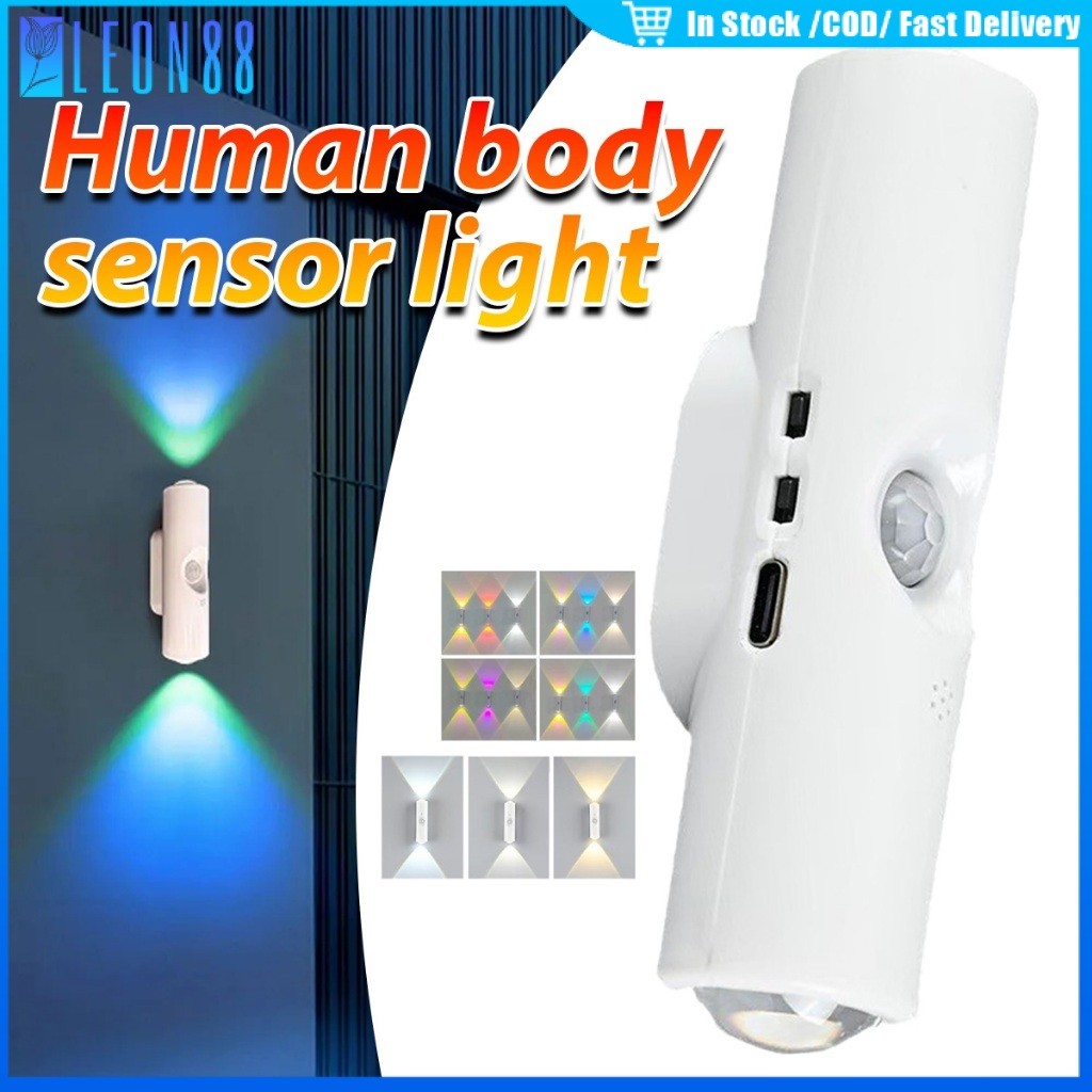 ของมาใหม่！ไฟเซนเซอร์ ไฟ led มี2หัว ขนาด3*3*10CM ชาร์จไฟได้ ติดผนัง มีแม่เหล็ก ไฟมีรุ่น3สี/รุ่น7สีให้เลือก ประหยัดพลังงาน