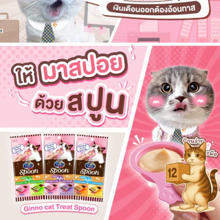 (ยกโหล 12 ซอง) Ginno Spoon ขนมแมวเลีย กินโนะ รูปแบบช้อนป้อน ป้อนง่าย ไม่เลอะมือ แมวเลีย ขนาด 40 กรัม