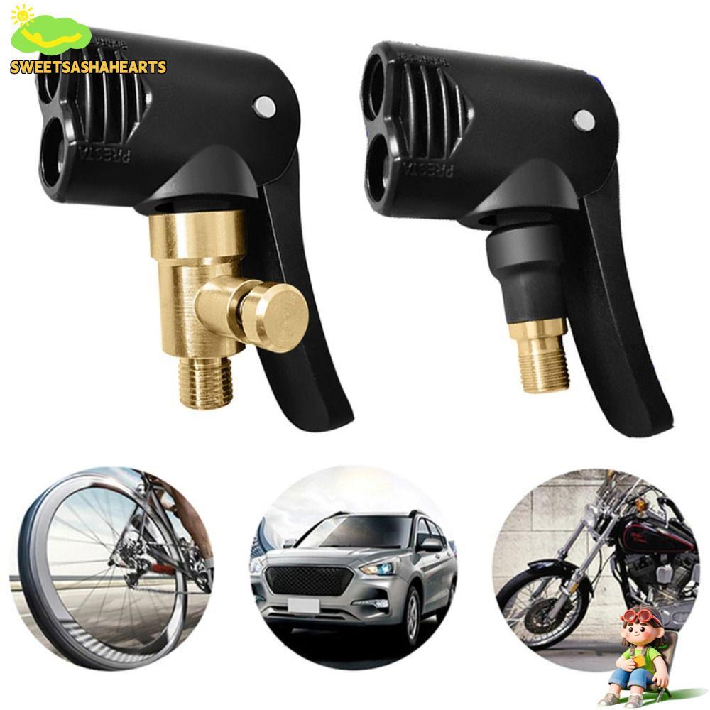 SWEE อะแดปเตอร์วาล์วเติมลมยาง, Schrader/Presta Valve หัวฉีดปั๊มลมยางแบบพกพา, ทนทาน 2-in-1 ยางหุ้มฉนวน Air Inflator ท่อรถ/จักรยาน/รถจักรยานยนต์