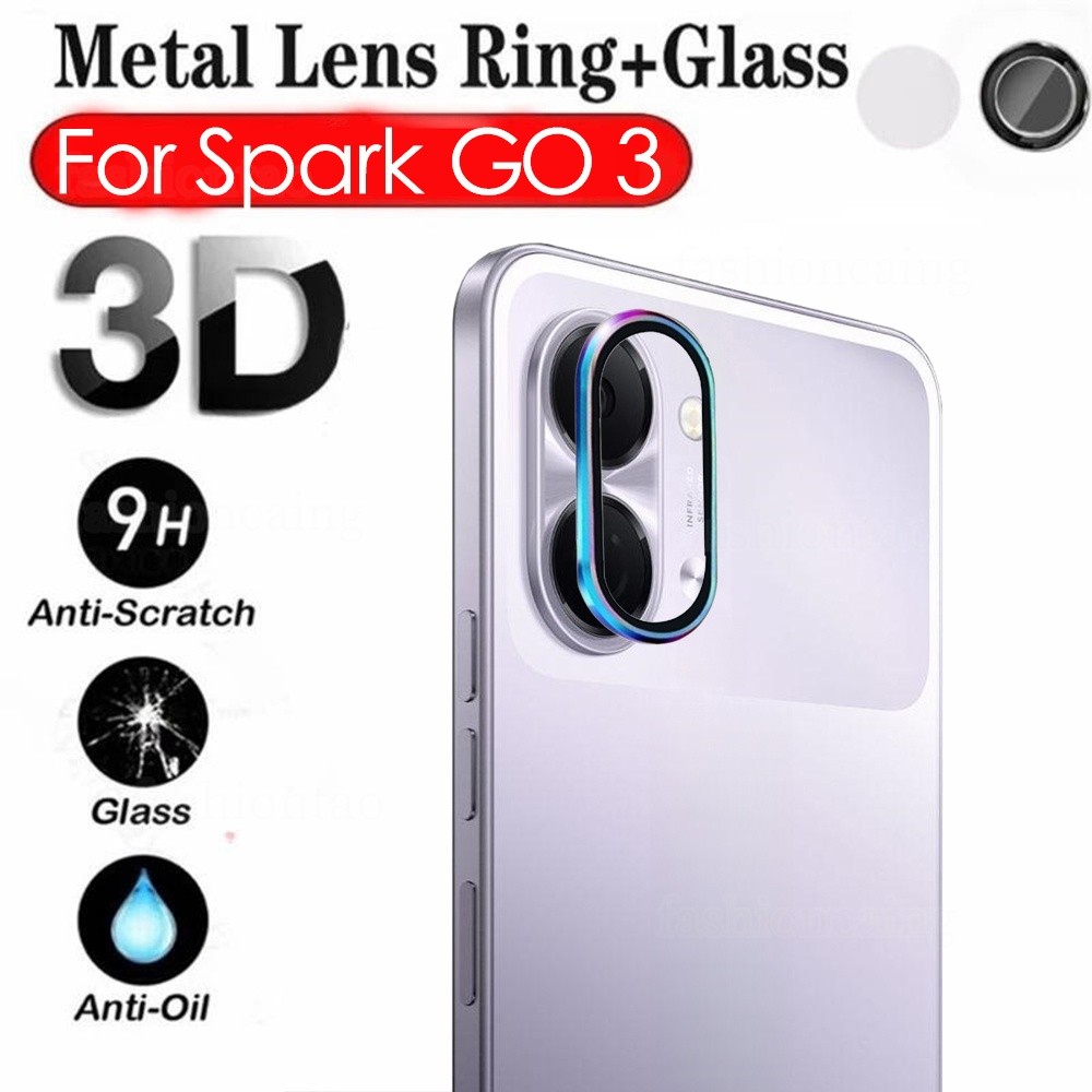สําหรับ Tecno Spark GO3 แหวนโลหะกล้องเลนส์ป้องกันฟิล์มสําหรับ Tecno Spark Go 3 2 1 s GO3 GO2 GO1s GO