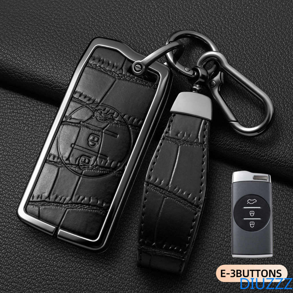 3Button โลหะหนังกุญแจรถ Fob สําหรับ Chery Tiggo 7 Pro 8 Pro Exeed Tiggo 2 3x Arrizo 5 Pro Gx 5x EQ7 