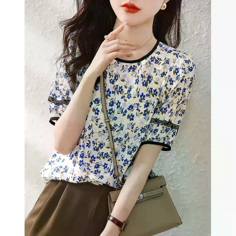 Breeze เสื้อผู้หญิงแขนสั้นลายดอกไม้ ไซส์ S-XL ทรงหลวมสไตล์เกาหลี thumbnail 7