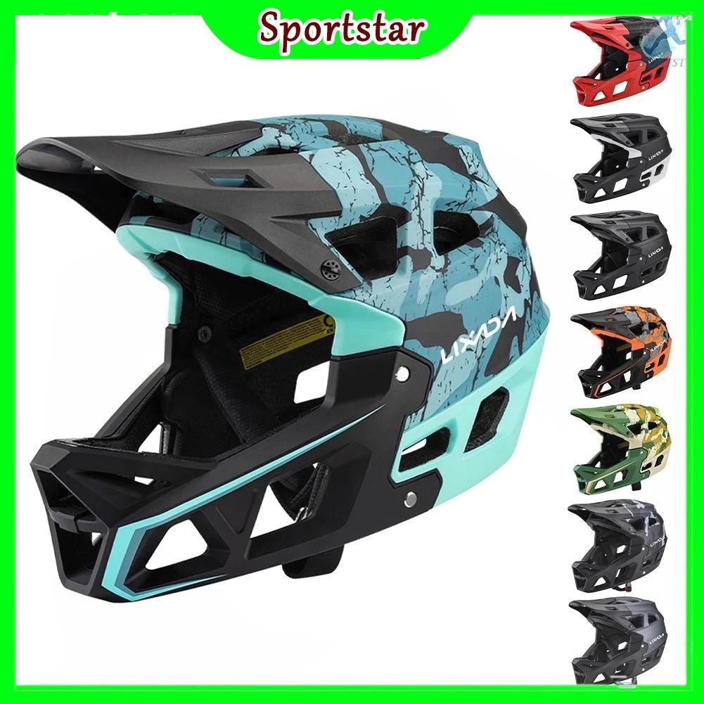LIXADA หมวกกันน็อคจักรยานเสือภูเขาแบบเต็มหน้าผู้ใหญ่ Racing Downhill MTB หมวกกันน็อคสําหรับชาย/หญิงผู้ใหญ่หมวกกันน็อคจักรยานเสือภูเขาVisor Over 31 Ventsหัวเส้นรอบวง 59-61 ซม.จักรยานเขา