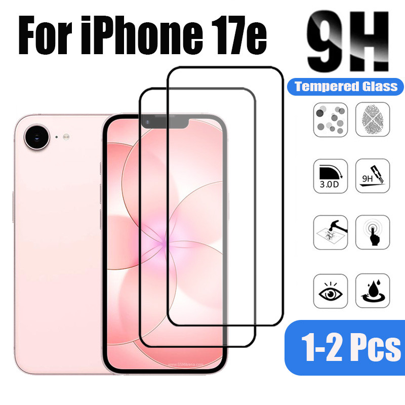 1-2 ชิ้นกระจกนิรภัย HD ป้องกันหน้าจอสําหรับ iPhone 17e 17 Pro 16e 16 14 13 15 Max Air Plus 2026 ฟิล์