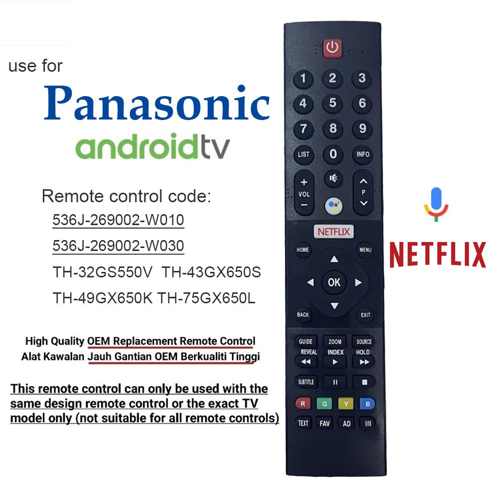 Remote รีโมททีวี Panasonic Smart TV คำสั่งเสียง รีโมท NETFLIX ของแท้  536J-269002-W010 Th-32gs550v