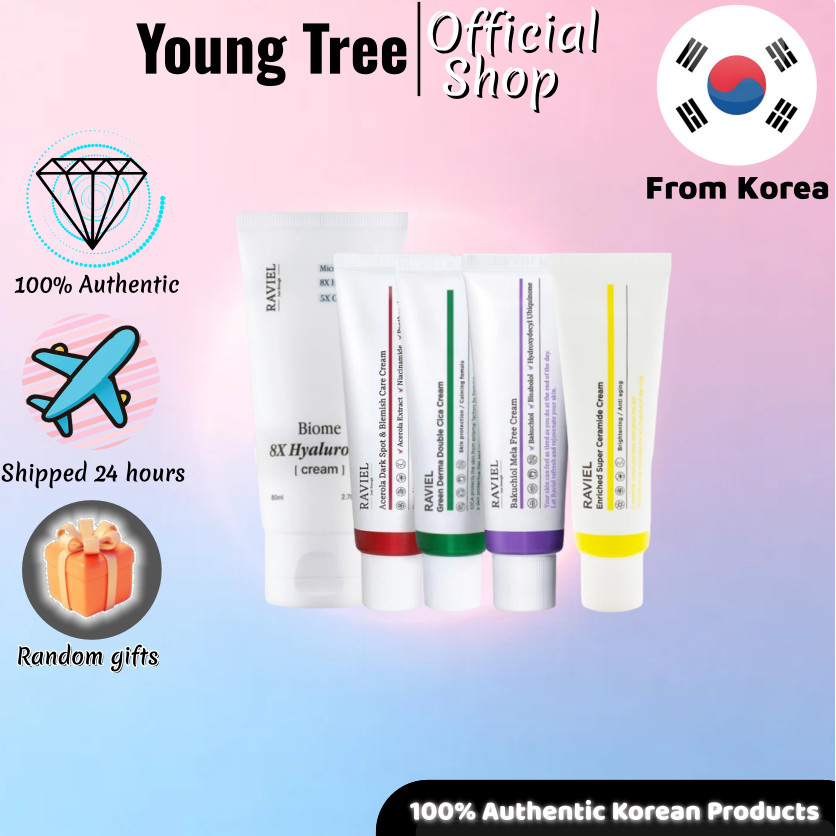 [RAVEL] Biome 8X Hyaluronic Cream 80ml/Cica Derma Skin Cream 50ml/Bakuchiol Mela Free Cream 50ml/Enr