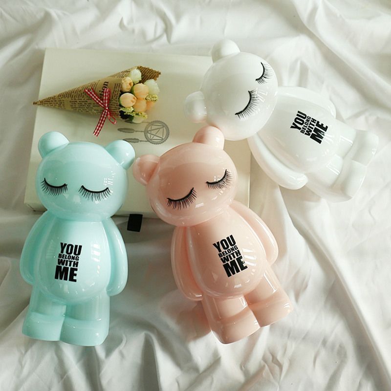 Sleeping Bear ห้องนั่งเล่น Big Piggy Bank กระปุกออมสินสีทึบ Sleeping Bear Piggy B