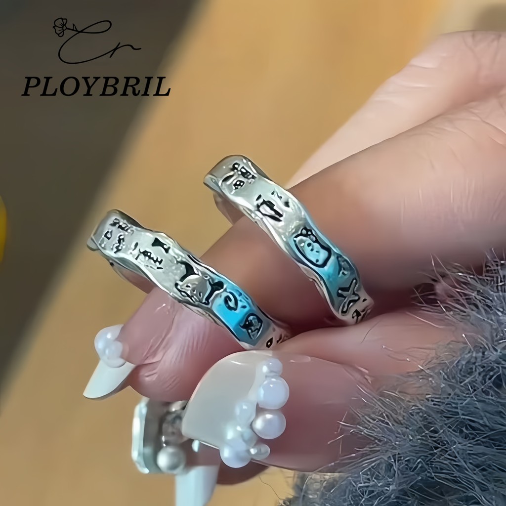 PLOYBRIL แหวนอะคลิลิคใส หลากสี รูปทรงเรขาคณิต สไตล์เรียบง่าย สำหรับผู้หญิง J016