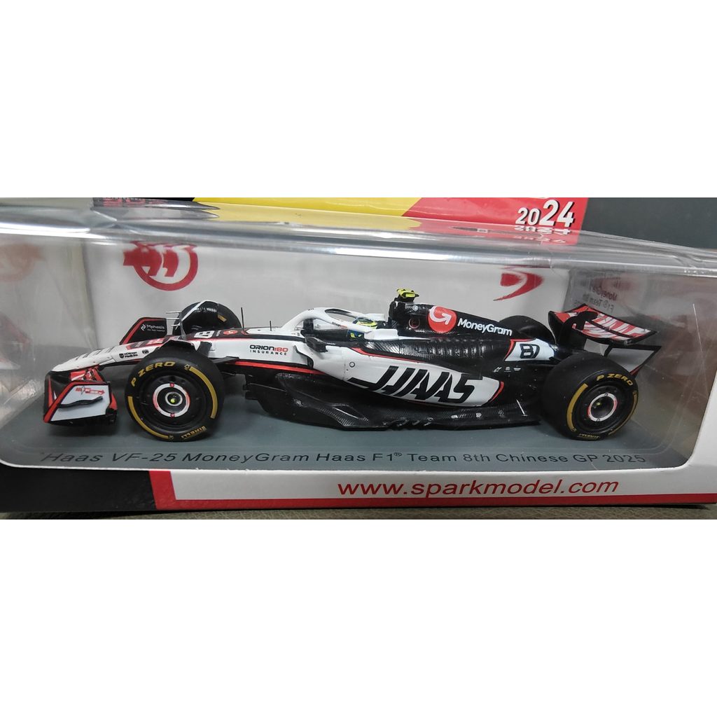[现货]spark 1 43 赛车模型 Haas VF-25 MoneyGram Haas F1 Team 8th Chinese GP 2025