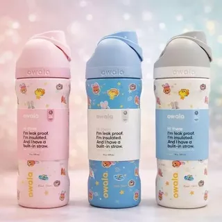 Owala Freesip ขวดน้ํา 16 ออนซ์, สแตนเลสหุ้มฉนวน, ฝาฟางป้องกันการรั่วพร้อมที่จับ – สูญญากาศติดผนังคู่สําหรับโรงเรียนและกีฬา
