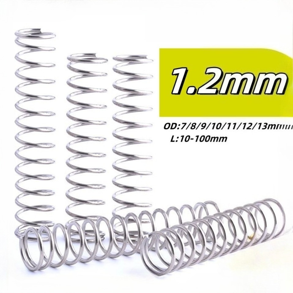 สปริง สปริงกด สเตนเลส SUS304 D1.2 มม. OD7-13 มม. ยาว 10-100 มม.[CYG-FC-9]