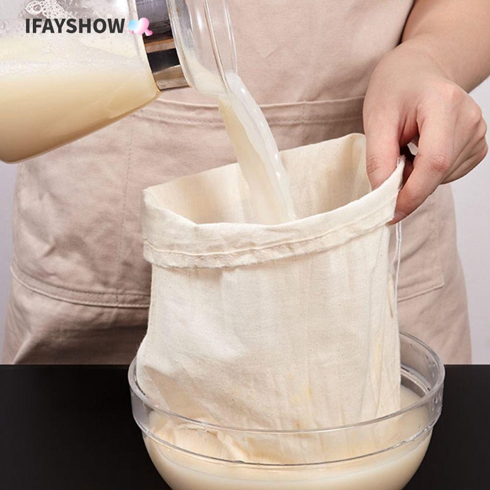 IFAYSHOW กรองถุงกรอง, ความเครียดถุงชงเย็นผ้าชีส, ถุงชีสชาโยเกิร์ตกาแฟแบบพกพาถุงนมถั่ว