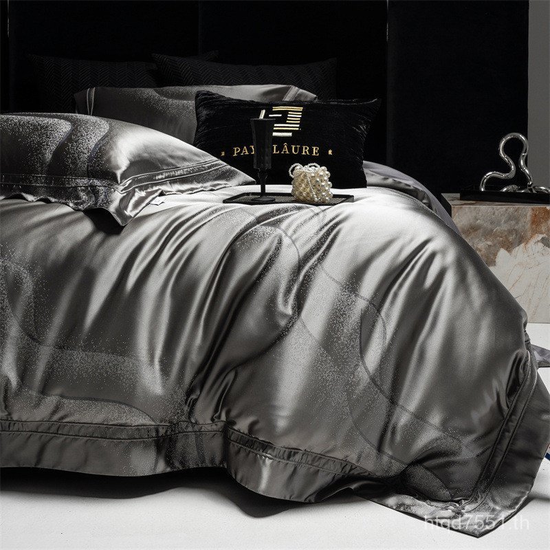 Villa Gilt ผ้าปูที่นอนภาษาฝรั่งเศสคําสี่ชิ้นชุดความแม่นยําสูงแผ่นเส้นด้ายย้อม 120s รุ่น Room Jacquar