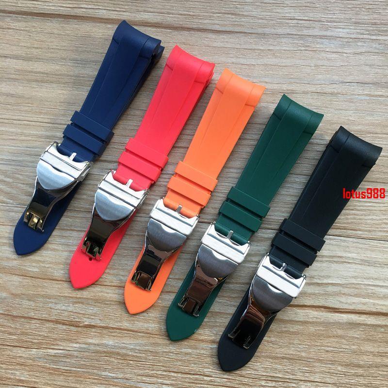สายยางมัดผม ปรับให้เข้ากับ TUDOR TUDOR TUDOR TUDOR Silicone Bracelet 22mm Black Green Blue Red Orang