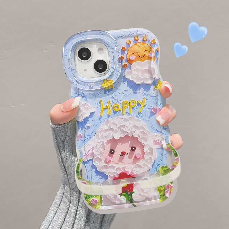 [539] เหมาะสําหรับเคสโทรศัพท์ Apple 13 ใหม่หญิง iPhone16promax/15 ภาพวาดสีน้ํามันแกะโปร่งใส 14plus ว