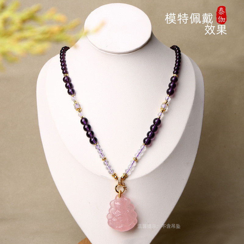 ไทยพระพุทธรูป Amulet Chain Amethyst Bead Chain ใหม่ C Thailand Amulet Chain Amethyst Bead Chain ใหม่