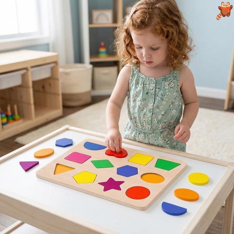 [AP] Montessori Early Education Geometry Beginner Puzzle Board, Hand-held Board Puzzle Development, 