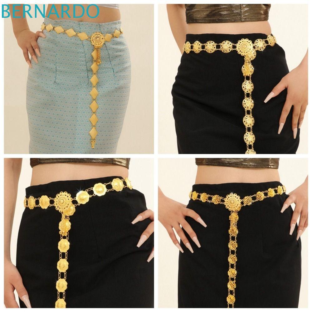 BERNARDO โซ่ท้อง, พู่ Golden Alloy Water-Sprinkle Festival โซ่เอว, ใหม่แกะสลักรูปแบบ Vintage โลหะดอก