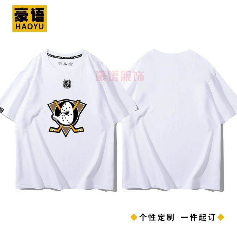 เสื้อยืดฮอกกี้ NHL แขนสั้น โลโก้พิมพ์บนเสื้อ ผลิตจากผ้าฝ้าย 100%