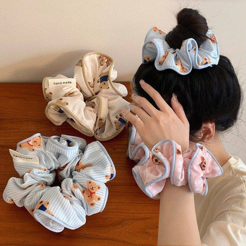 ยางรัดผม โดนัท ins สไตล์เกาหลี🧸 สำหรับผู้หญิง น่ารัก แฟชั่น โดปามีน💫 ลายตารางหมากรุก ลายหมี ส่งเร็ว