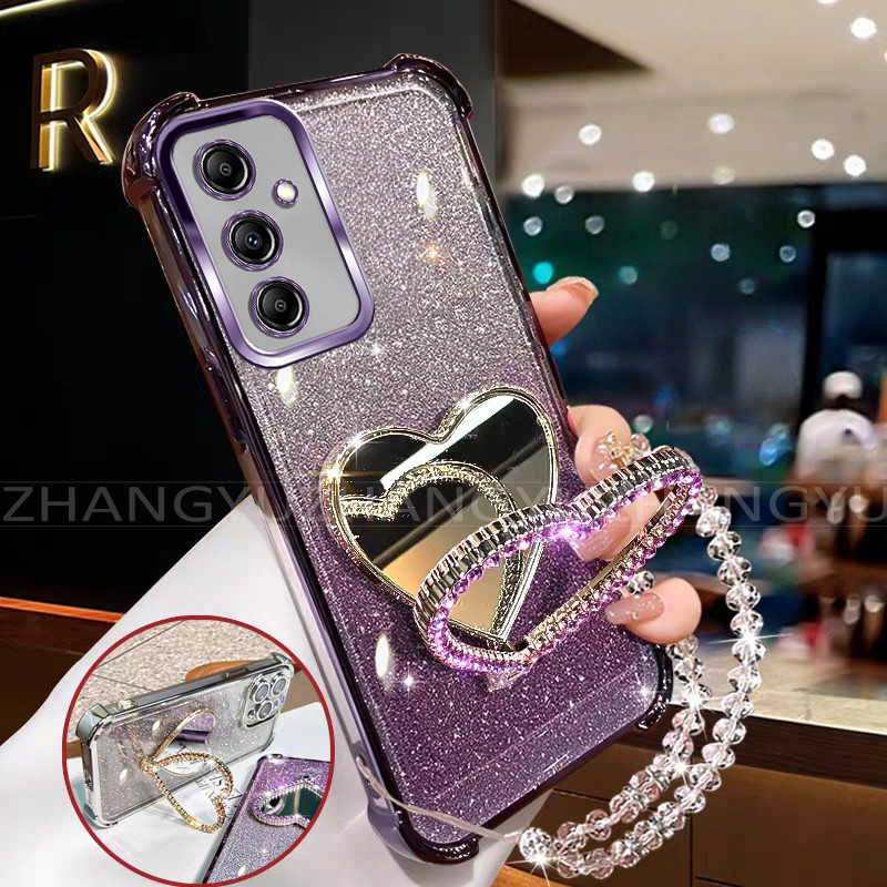 เหมาะสําหรับ Samsung A16 A26 A36 A56 5G เคสโทรศัพท์ใหม่ Diamond Love Stand พร้อมสร้อยข้อมือกันกระแทก
