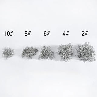 Sikawei 10pcs ตะขอ Treble 2 # 4 # 6 # 8 # 10 # จัดการตกปลาเงินด้วยอุปกรณ์เสริมการตกปลาเหมาหนาม