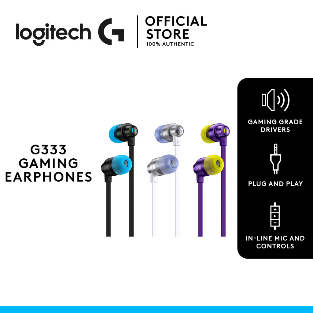 หูฟังสําหรับเล่นเกม Logitech G333 พร้อมไดรเวอร์เสียงคู่ In-Line Mic & Volume Control 3.5 มม. Aux/USB