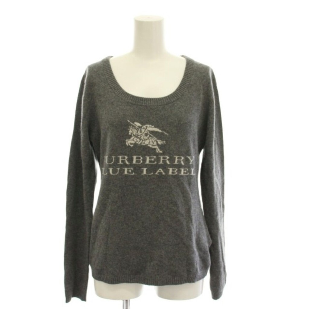 BURBERRY BLUE LABEL Sweater Knit wool gray Long sleeves Direct from Japan Secondhand