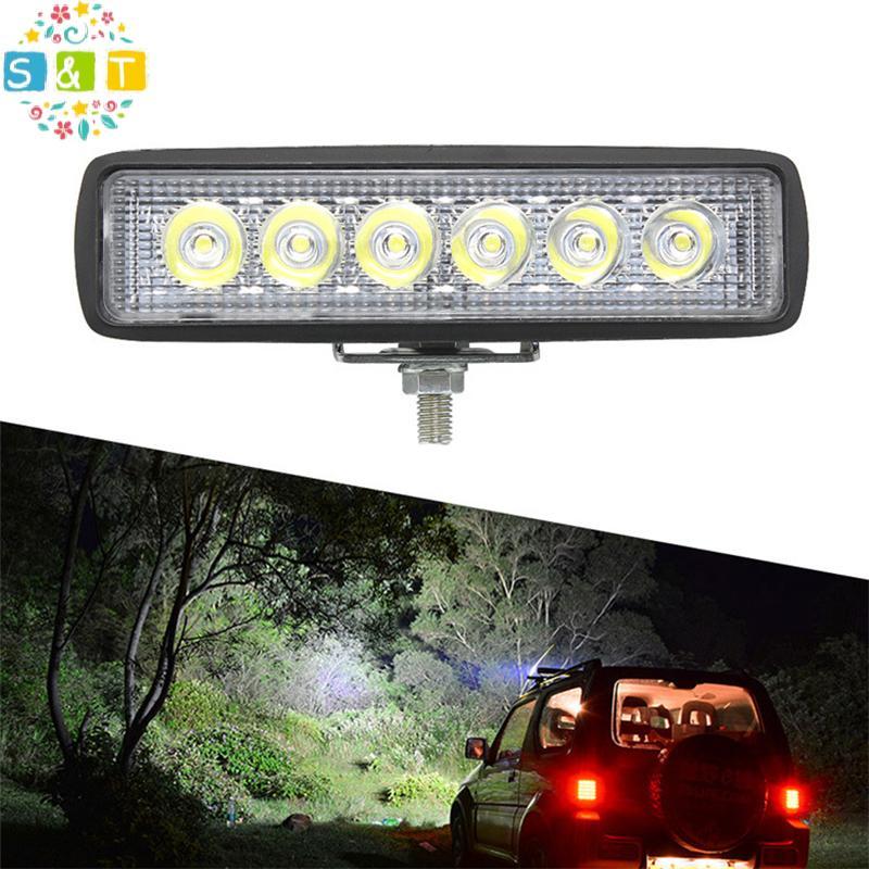 [S&T] 1PC 12V 18W 6000K Bright Work Light Car LED Light Bar IP67 กันน้ําน้ําท่วมจุดสีขาว Off Road He