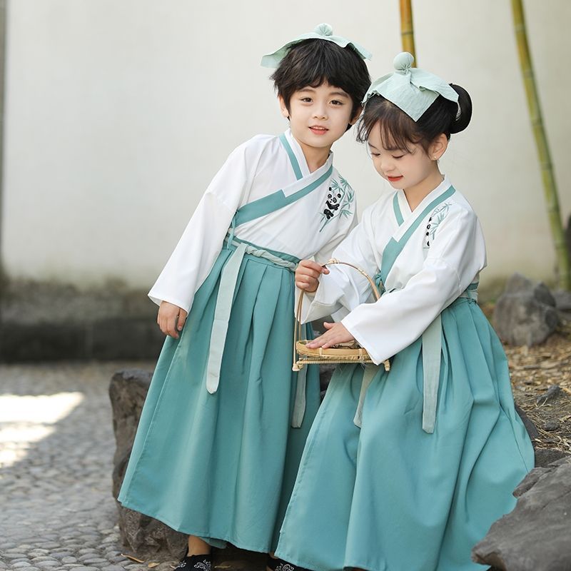 ALJ ZUER ชุด Hanfu แบบเก่าแก่สำหรับเด็ก ฤดูใบไม้ร่วง