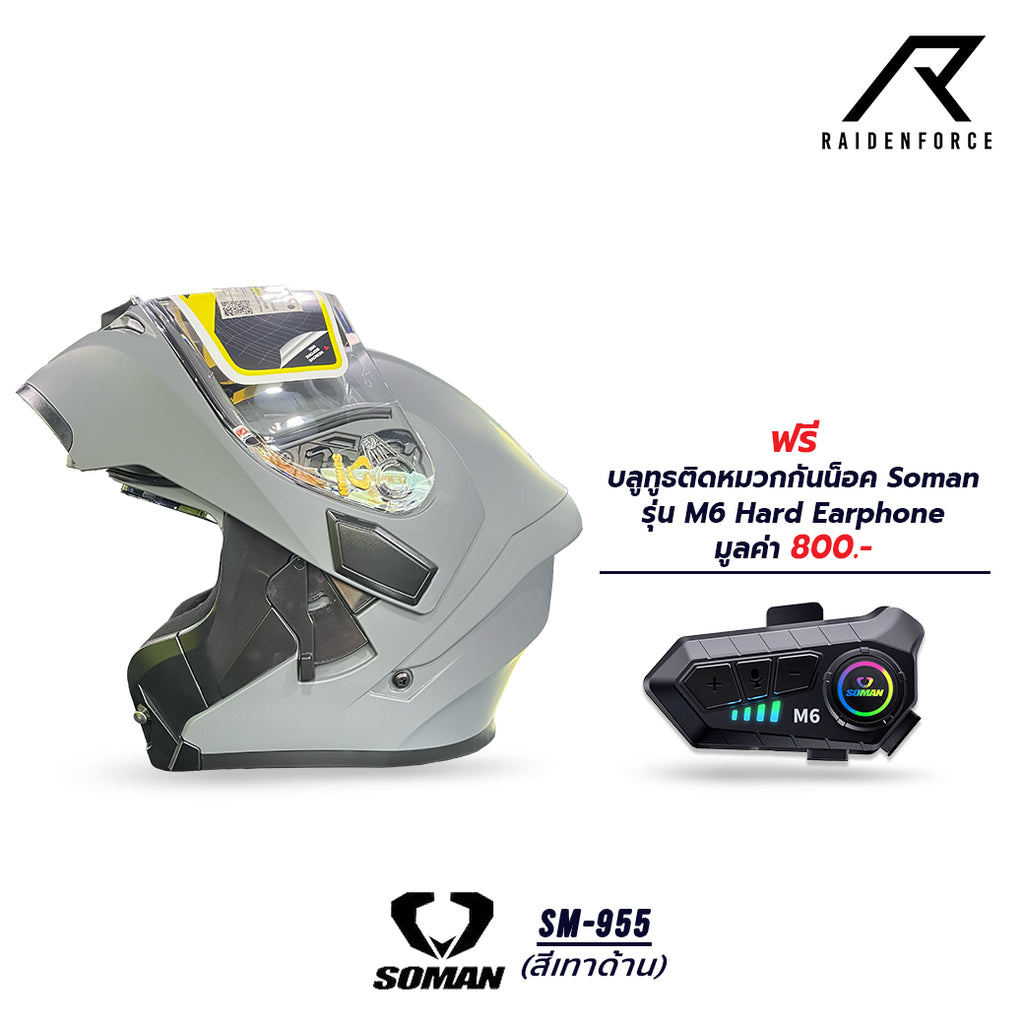 หมวกกันน็อค SOMAN-SM955 สีเทาด้าน