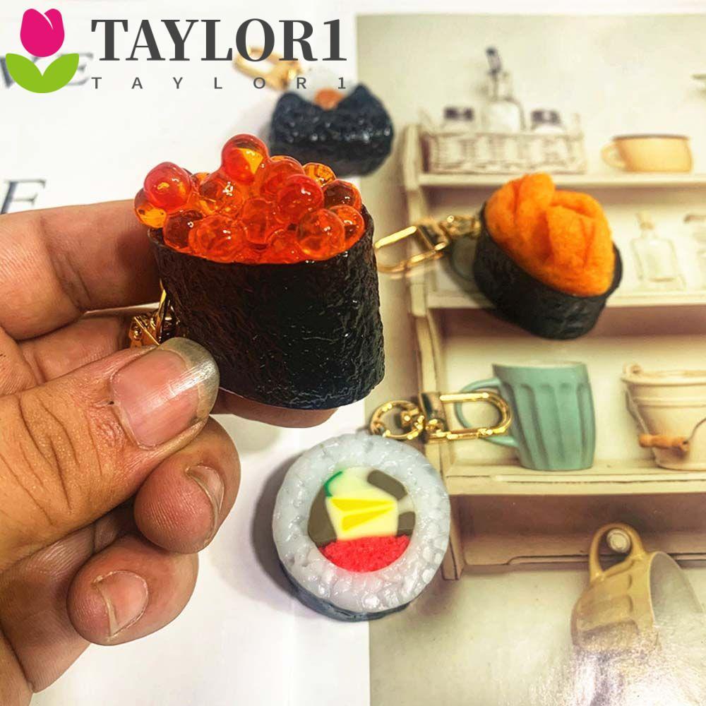 TAYLOR1 จําลองซูชิพวงกุญแจผู้หญิงผู้ชายญี่ปุ่นอาหารกระเป๋าอาหารจี้ปลาแซลมอน Sea Urchin ซูชิกระเป๋าจี