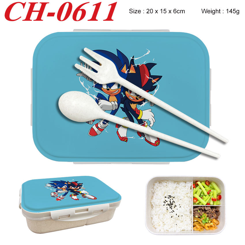 Sonic The Hedgehog พิมพ์การ์ตูนเป็นมิตรกับสิ่งแวดล้อม PP วัสดุเด็กนักเรียนแบบพกพากล่องอาหารกลางวันของขวัญ