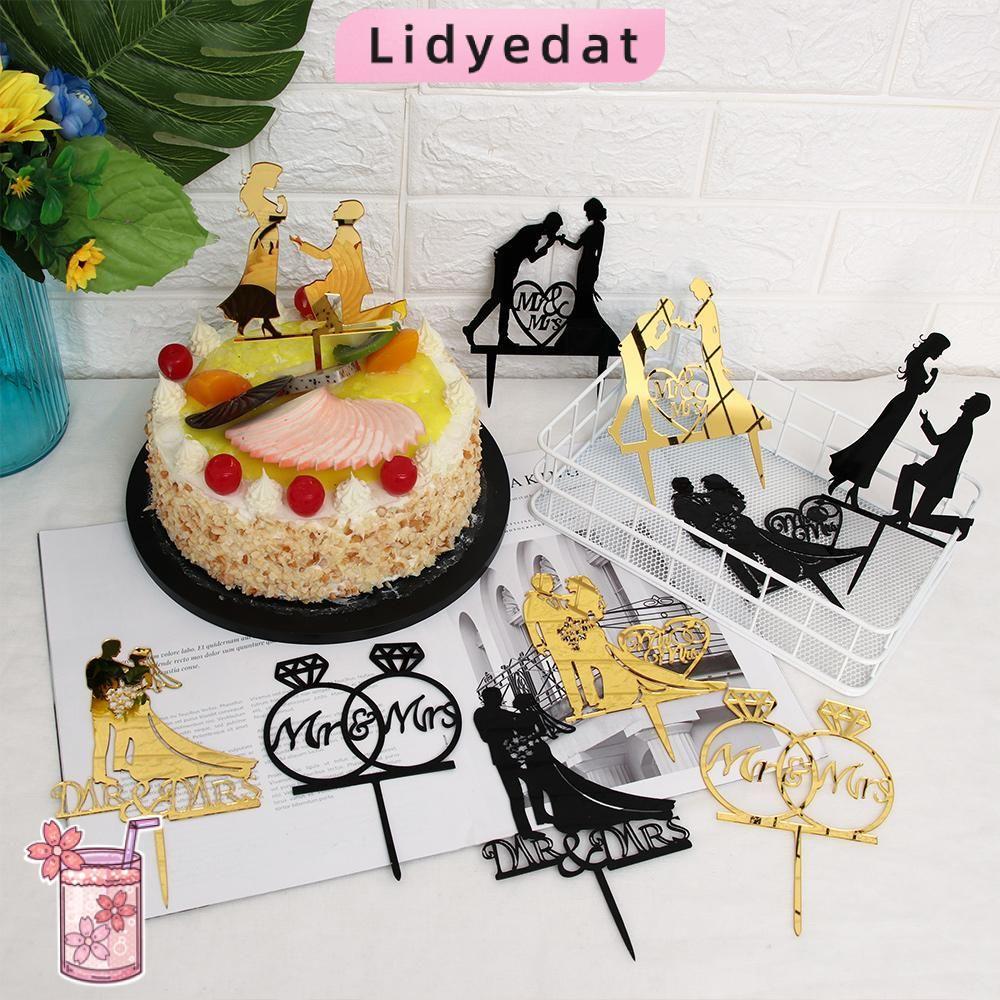 LIDYEDAT165 เค้ก Topper DIY หัตถกรรมผู้ใหญ่โปรดปรานเจ้าสาวเจ้าบ่าว Mr Mr Mr Mr Mrs