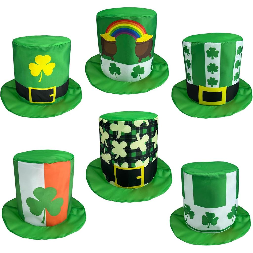 6 แพ็ค St Patricks Day Hats St. Patricks Day Top Hats Irish Party Hats Accessories Leprechaun Hats f