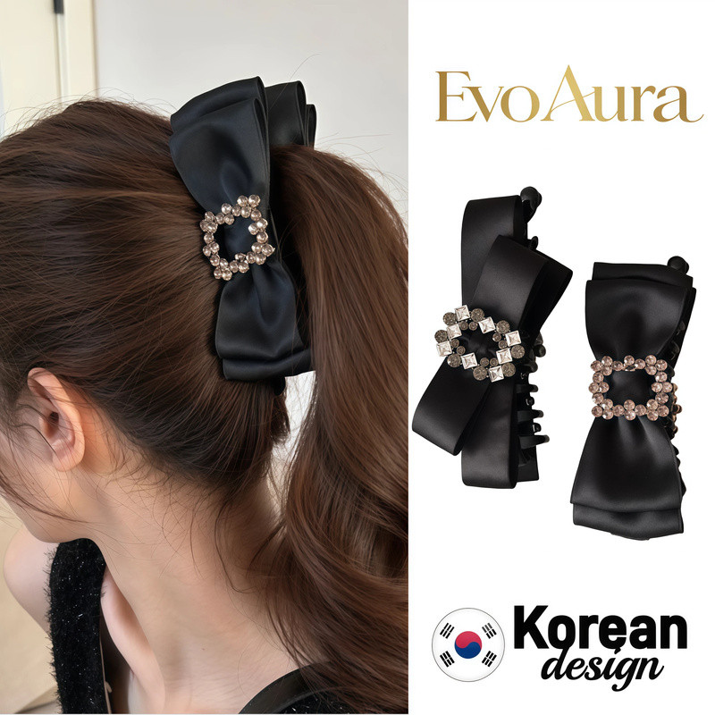[พร้อมส่ง] กิ๊บกล้วยหนีบผม โบว์เพชรเกาหลีไซส์ใหญ่ สไตล์ลูกคุณหนู ใช้งานได้ 2 แบบ