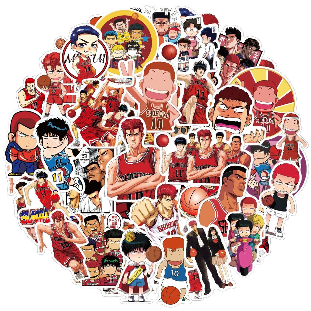 50 ชิ้นคลาสสิกอะนิเมะ Slam Dunk การ์ตูนสติกเกอร์กันน้ํา