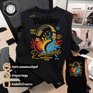 UT shop แขนกุด เสื้อกีฬา oversize ผ้าCotton 100% สบายและนุ่ม หลวม เสื้อแขนกุด 'Colorful dekklay' 3XL