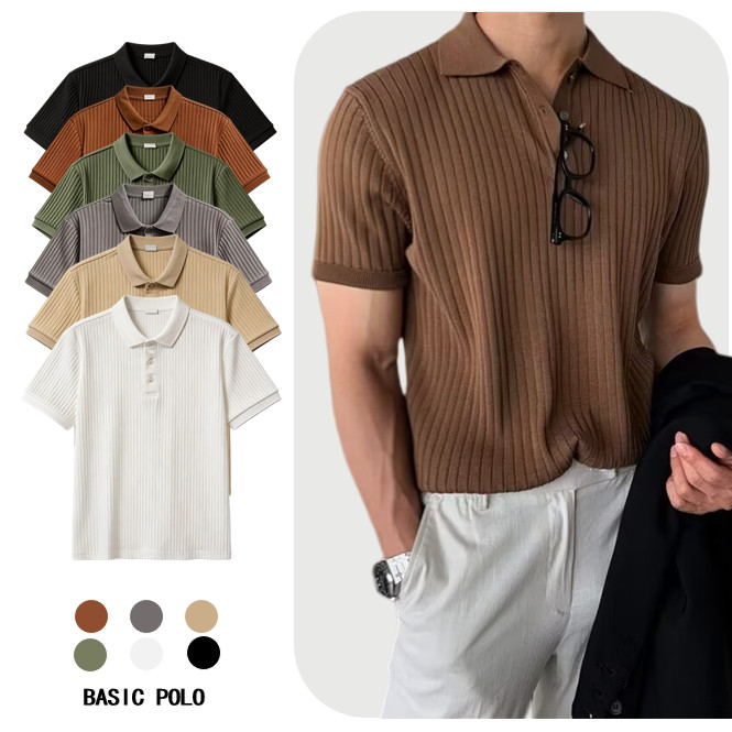 เสื้อโปโลปกสีทึบบางฤดูร้อน