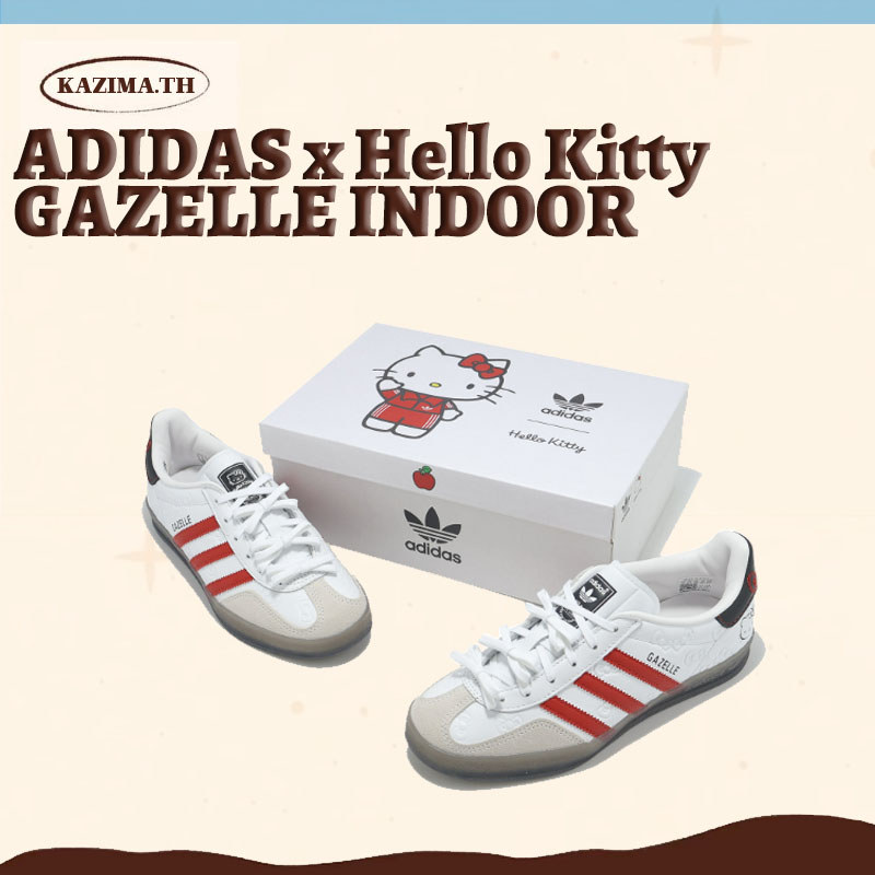 องแท้ 100%(พร้อมส่ง/พรีออเดอร์) Adidas Gazelle Indoor x Hello Kitty 50th Anniversary White/Red - II0