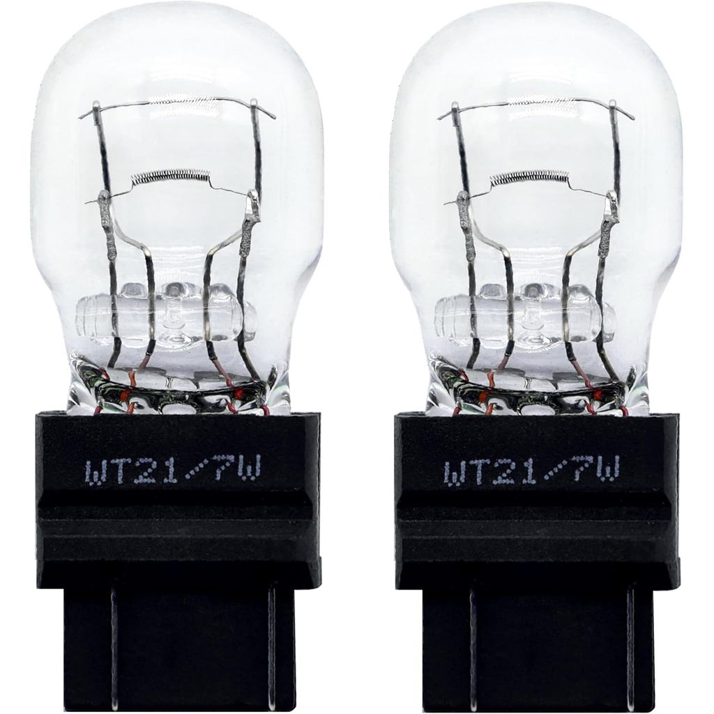 WT21/7W หลอดฮาโลเจน 12V OEM เปลี่ยนมาตรฐาน WT21W/7W ไฟท้ายเบรกหลังไฟเลี้ยวอายุการใช้งานยาวนาน แพ็ค 2