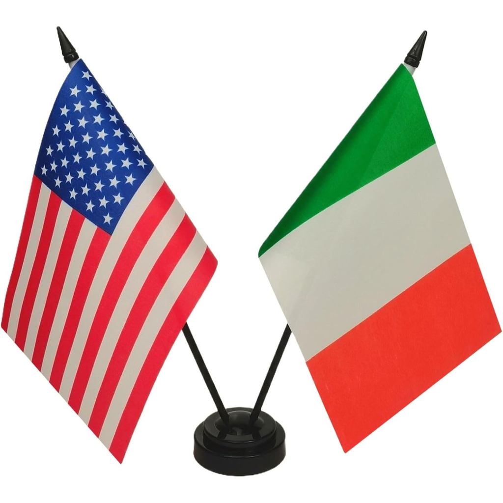 US American Italy Friendship Table Flag, Italian & American Desk Flags, Italians For Room Display, A