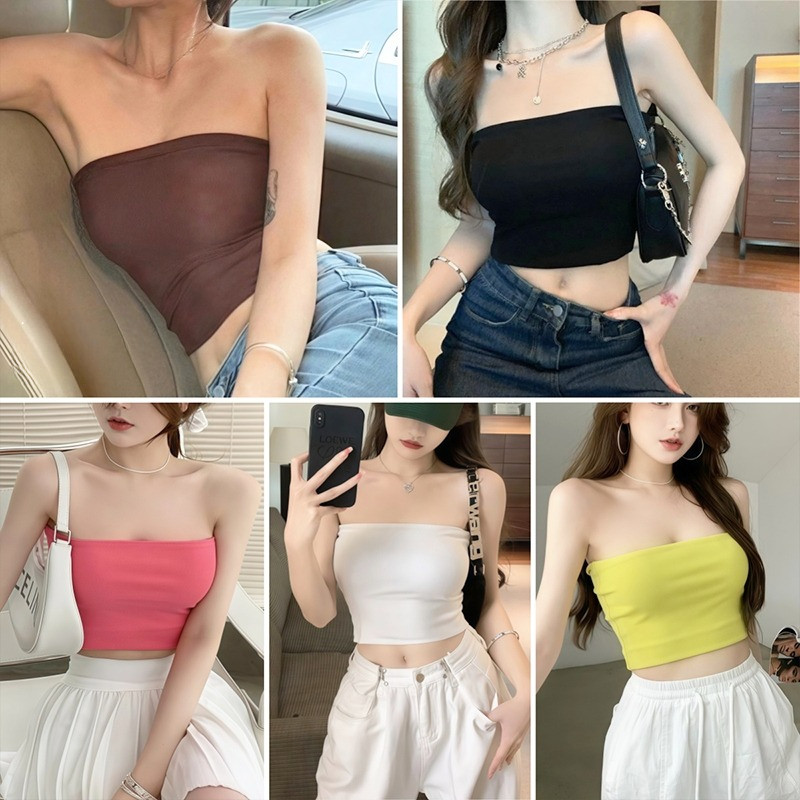 เกาะอกแฟชั่น ผ้าเนื้อนุ่ม ใส่สบาย ไม่หลุดง่าย ทรงสวยเป๊ะ สไตล์เกาหลี (Basic Tube Top)