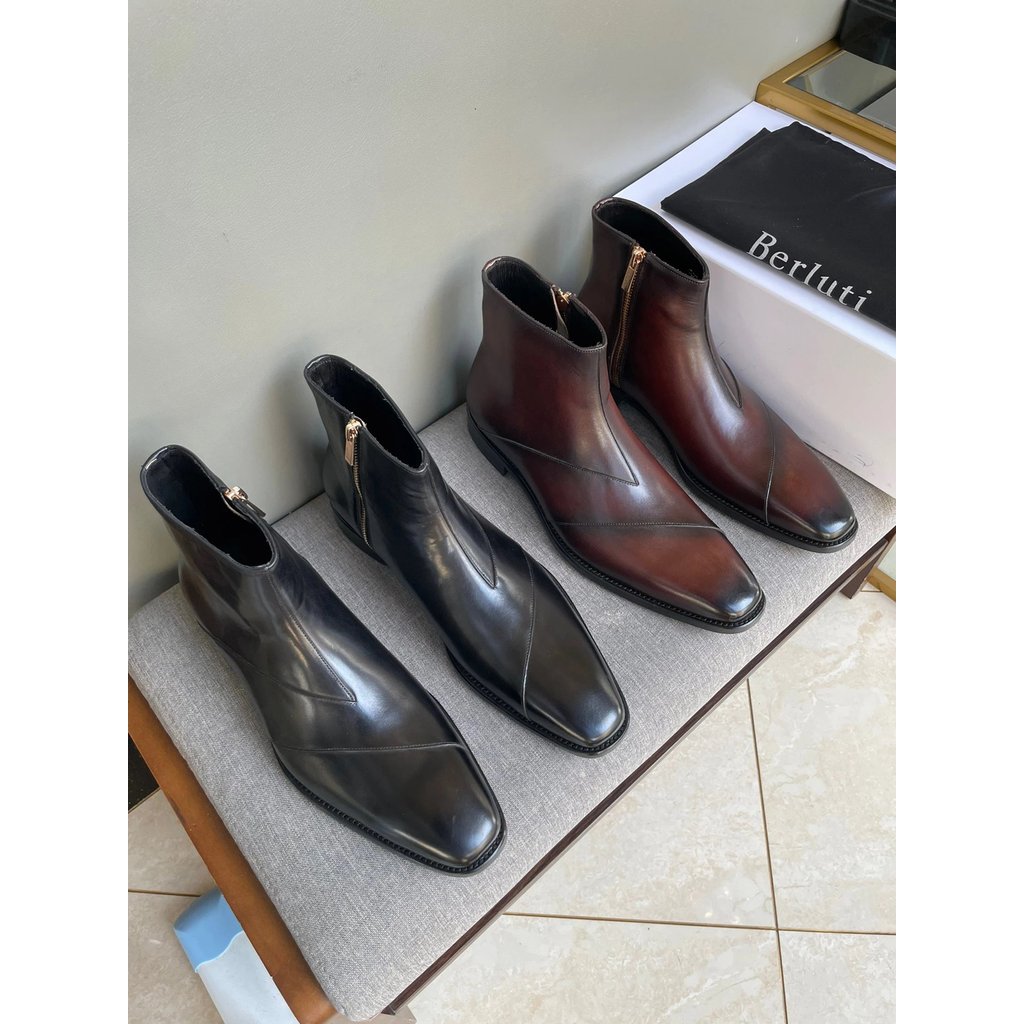 Series มีรองเท้าผู้ชายรองเท้า Burr Many galet ยี่ห้อ Craftsmanship Rudi โลโก้ Handmade Mens Leather-